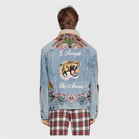 gucci denim jacket replica|gucci denim jackets for men.